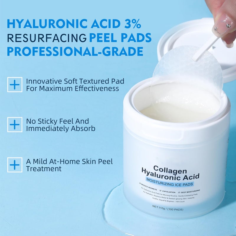 IREV Facial Toner Pads for Exfoliation and Pore Care with Hyaluronic Acid, Salicylic Acid, Collagen, Hydrating Facial Treatment, Pore Minimizer, Redness Relief, Radiant Skin, 100 Count - Image 3